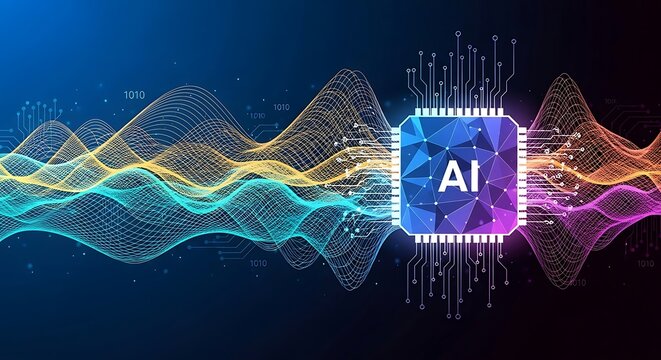 Artificial intelligence chip processing data waves