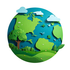 Naklejka premium Green earth globe illustration with leaves is a global environment ecology concept vector symbol