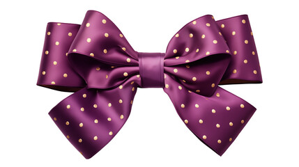 Purple bow ribbon isolated on transparent background for holiday themes, greeting cards and celebration decoration