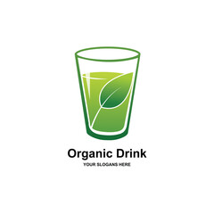 Organic Drink Green Juice Healthy Leaf Fresh Nature Smoothie Beverage Vector logo template