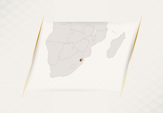 Swaziland Country Map Featuring National Flag Colors.