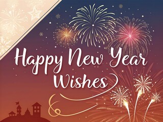 Happy New Year Wishes Fireworks Gradient Vector