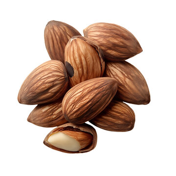 Pile of delicious pili nuts, one cracked revealing the creamy white nut, perfect for healthy snacking and gourmet recipes in your modern food blog or website
