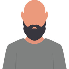 Bald Man With Full Dark Beard Wearing A Gray Crew Neck T Shirt Isolated On White Background Studio Shot