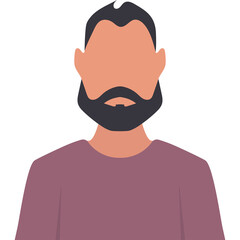 Modern Digital Portrait of a Man with Beard and Casual Shirt Against Transparent Background Isolated Vector Graphic