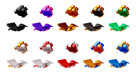 3D Gift box and open gift box icon set. Holiday present with shiny ribbon. Birthday, Christmas, New Year, Valentines Day present concept. Vector illustration