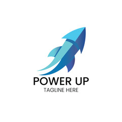 Obraz premium Power Up Rocket Arrow Abstract Finance Growth Success Innovation Technology Future Vector logo template