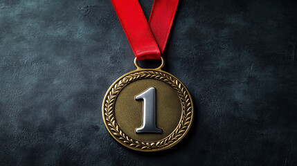 Celebrate ultimate victory with a stunning gold medal, perfect for sports achievements and business success, symbolizing first place and triumph