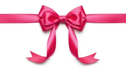 Beautiful vibrant pink bow on white background