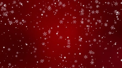 Enchanting Looping Animation of Floating Snowflakes on a Rich Red Background, Perfect for Holiday and Christmas Themes, Creating a Magical Winter Atmosphere - Powered by Adobe