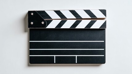 Classic Movie Clapper Board on a Plain Background for Filmmaking