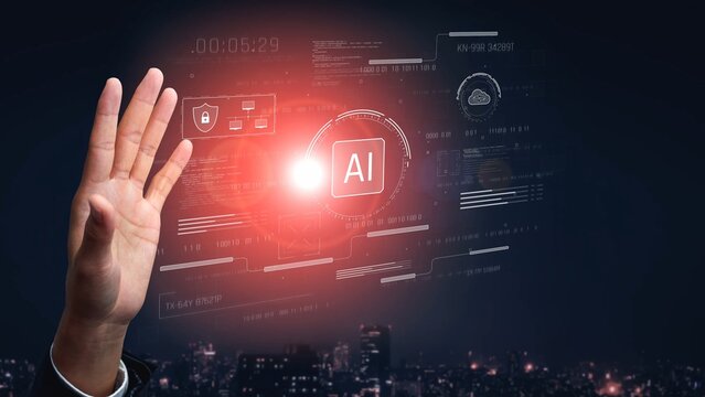 AI interface showing how artificial intelligence powers systems. AI Artificial intelligence transforms data, enables automation, and AI artificial intelligence drives innovation. Marrow