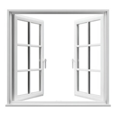 White casement window opening transparent background