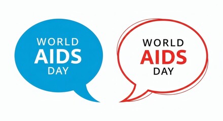 World aids day speech bubbles with red ribbon awareness symbol