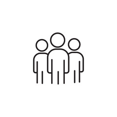 Minimal team line icon showing a group of people together, representing collaboration, community, leadership, and teamwork. Perfect for business, corporate, social, and communication projects.