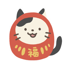 だるまな猫のかわいいイラスト