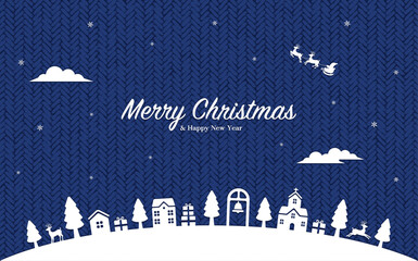Horizontal vector illustration with Christmas motifs ( knit pattern background )