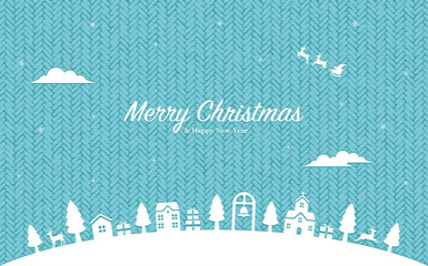 Horizontal vector illustration with Christmas motifs ( knit pattern background )
