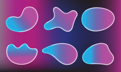 Modern liquid gradient shapes collection with vibrant neon hue.