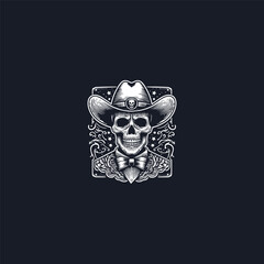 Skull hat logo vector icon illustration