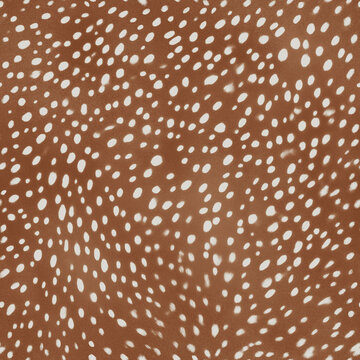 A seamless bambi fur pattern featuring soft brown tones, natural white spots and fawn texture. Ideal for fabric prints, textiles, wallpapers, packaging and surface design.