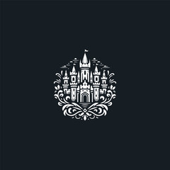 Castle logo vector icon illustration