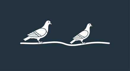 Fototapeta premium Elegant dove birds perched peacefully on a branch evoking serenity and tranquility with a minimalist modern design for branding and artistic projects, Generative AI.