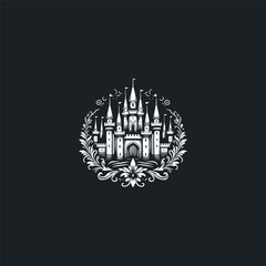 Castle logo vector icon illustration