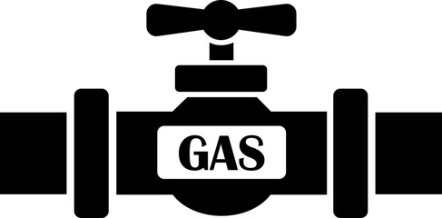 Gas pipeline valve flat icon. Industrial gas flow control symbol, ideal for safety alerts, plumbing diagram, utility maps, technical, professional and engineering isolated on transparent background.