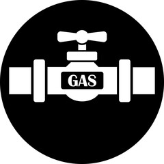 Gas pipeline valve flat icon. Industrial gas flow control symbol, ideal for safety alerts, plumbing diagram, utility maps, technical, professional and engineering isolated on transparent background.