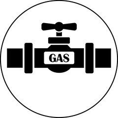 Gas pipeline valve flat icon. Industrial gas flow control symbol, ideal for safety alerts, plumbing diagram, utility maps, technical, professional and engineering isolated on transparent background.