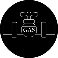 Gas pipeline valve line icon. Industrial gas flow control symbol, ideal for safety alerts, plumbing diagram, utility maps, technical, professional and engineering isolated on transparent background.