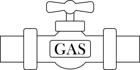 Gas pipeline valve line icon. Industrial gas flow control symbol, ideal for safety alerts, plumbing diagram, utility maps, technical, professional and engineering isolated on transparent background.