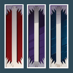 Three Vertical Panels with Jagged Edges and Gradient Colors abstract background