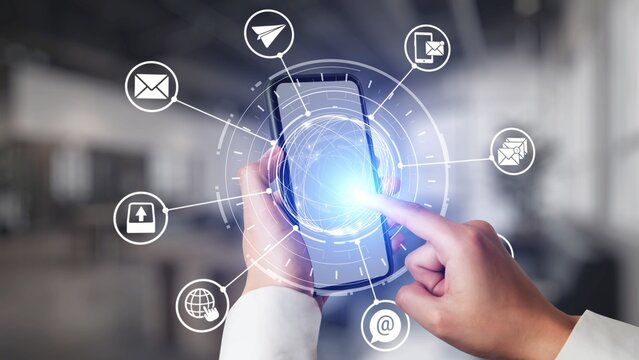 Email icons show digital communication, email service, and inbox management. Email supports online messaging, email notification, and secure exchange. Gist