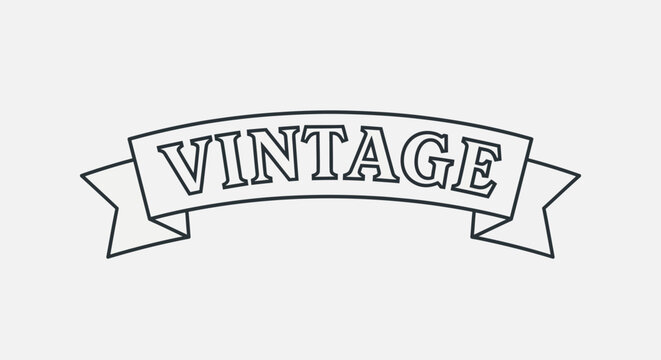 Outlined banner displays the word "VINTAGE" in bold, sans-serif font, with a simple design.
