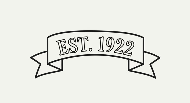 A minimalist graphic of a banner with "EST. 1922" displayed in a simple, outlined font.