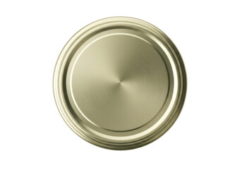 Top view of a metallic gold jar lid, isolated on transparent background