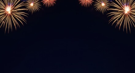 A black background with fireworks in the foreground