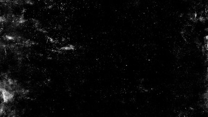 Dust and scratches design. Aged photo editor layer. Black grunge abstract background. Copy space.