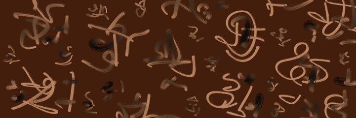 Intriguing seamless texture of scattered mathematical symbols and notations in earthy brown, suitable for academic posters, tech interfaces, or puzzle game backgrounds