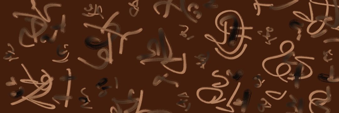Intriguing seamless texture of scattered mathematical symbols and notations in earthy brown, suitable for academic posters, tech interfaces, or puzzle game backgrounds
