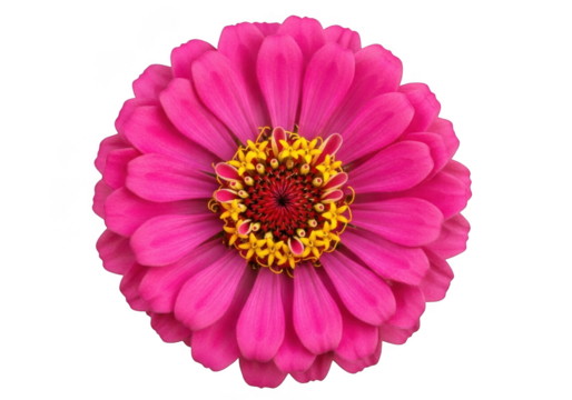 High resolution pink zinnia flower blossom macro photography, floral design element, botanical illustration, isolated on transparent background - Powered by Adobe