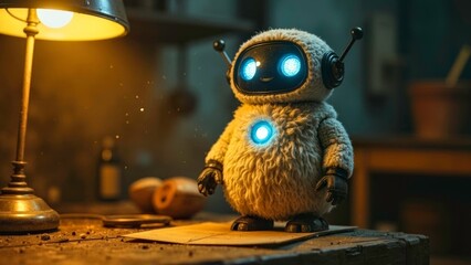 Cartoon images of robots in indoor environments