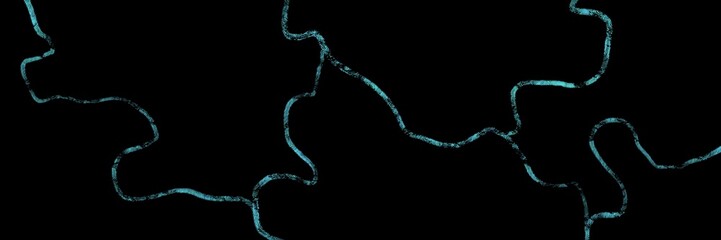 Sparse cyan neon line organisms seamless pattern, minimal bioluminescent art on black