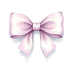 Naklejka premium A delicate light pink satin bow tied neatly, isolated on a soft shadow with white background