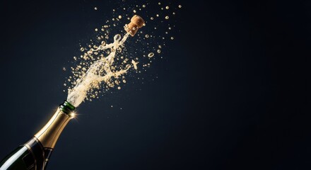 A bottle of champagne with a cork in it