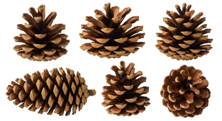 Natural pine cones collection on black background for winter & holiday design Vector, illustration