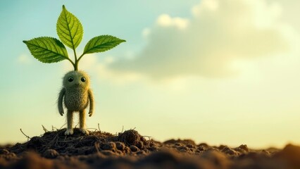 Bright natural scene of tender sprouts in the grass