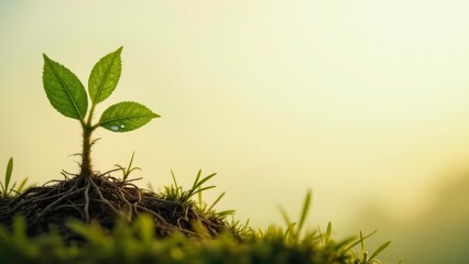 Soft and natural images of tender sprouts in the soil